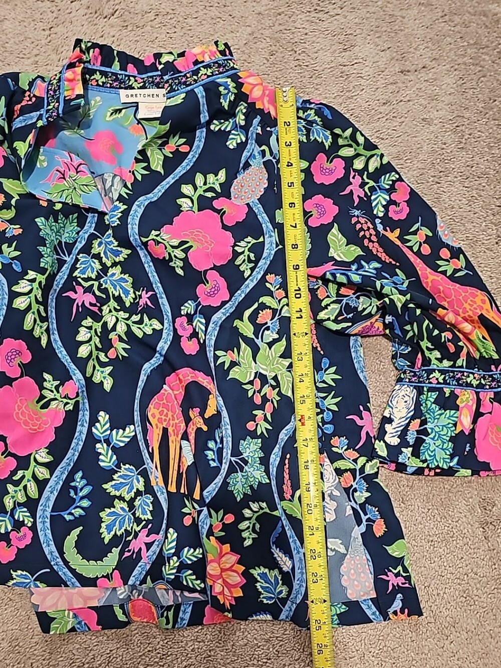 Gretchen Scott Designs Blouse with Neon Pink & Lime Flora - Picture 7 of 8